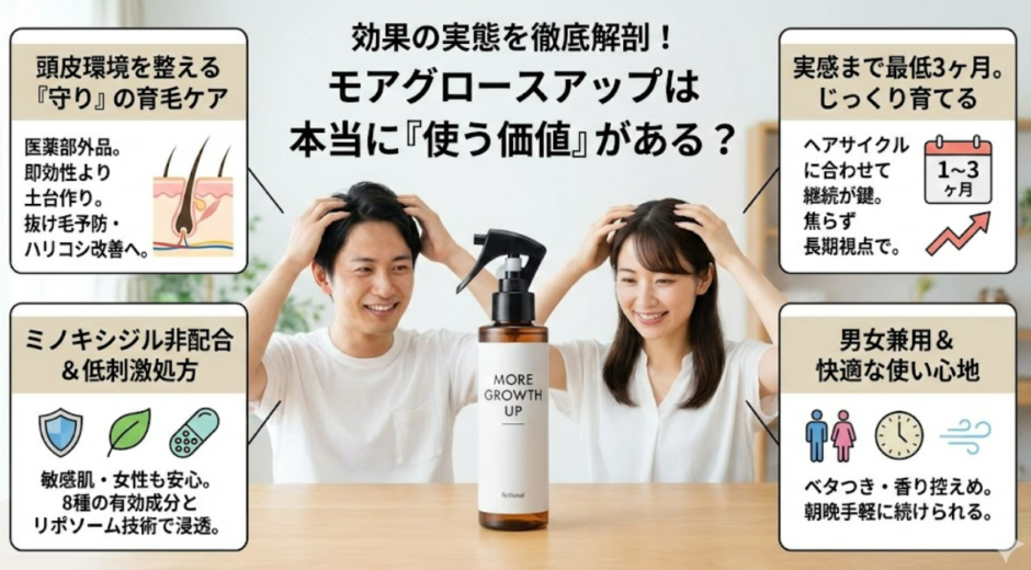 モアグロースアップの効果を実感できる人の特徴と注意点・仕組み